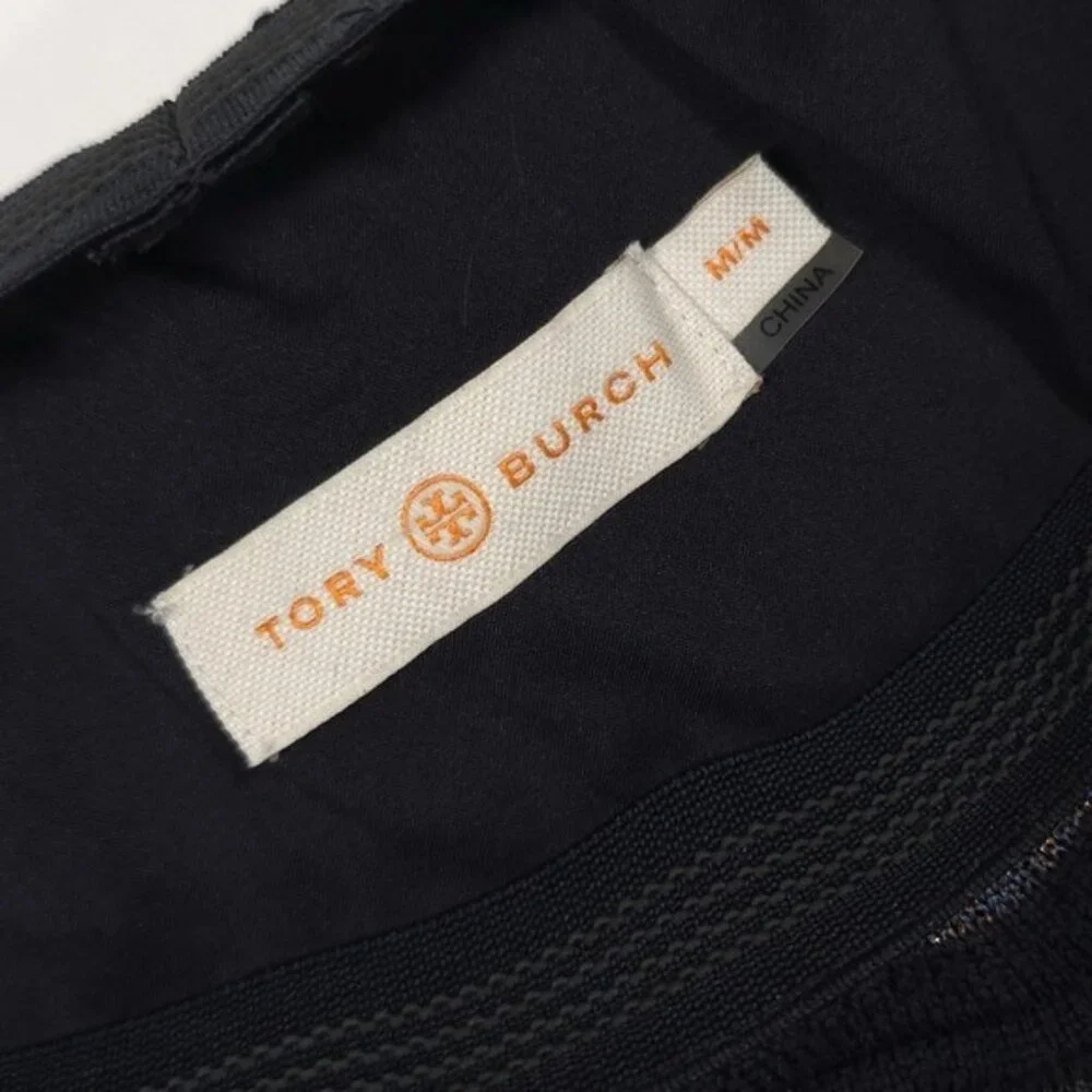 TORY BURCH Navy Metallic Wave Pattern A-Line Wool Blend Skirt‎ MEDIUM